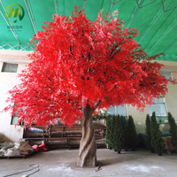Grand arbre artificiel personnalisé en érable rouge, arbre d'érable artificiel luxuriant d'automne avec tronc en spirale, faux arbre à feuilles rouges pour la décoration des centres commerciaux