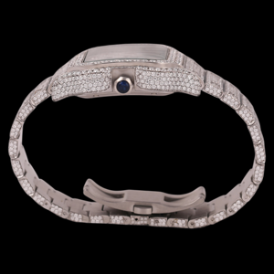 Reloj de Diamantes con Correa de Acero Inoxidable de Lujo, Totalmente Cubierto de Diamantes, con Esfera Cuadrada de Moissanita Certificada y Números Arábigos - Product Image 4