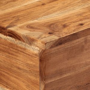 Mesa Consola Estrecha de Madera de Acacia Negra Sólida y Hierro, Diseño de Madera Natural y Hierro - Product Image 5