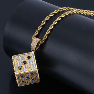 Collar con Colgante de Dados Iced Out para Hombre, con Piedras de Moissanita, Chapado en Oro y Plata, Joyería Hip Hop, Accesorios de Moda - Product Image 1