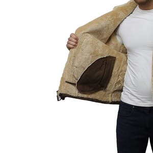 Casual Streetwear Men Shearling Leather <b>Jacket</b> Smooth Zipper Wind Resistant Daily Wear Shearling Leather <b>Jacket</b> For Men Custom - Product Image 5
