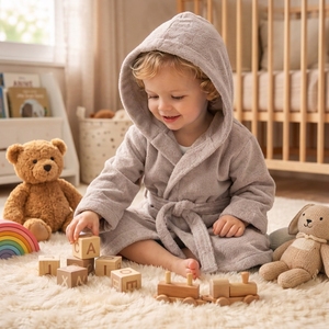 Albornoz con Capucha de Algodón BCI para Recién Nacidos, Suave y Absorbente, para Niños Pequeños, Uso en Baño y Armario, Marca Privada, Logotipo Personalizado, OEM - Product Image 5