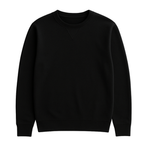 Men's Black Long Sleeve Crewneck Sweatshirt 100% Cotton Knitted Regular Fit Casual Solid Color Custom Logo Winter 370g - Product Image 3