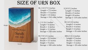 Handmade Ocean Wave Resin Art Urn Box Teak Wood Memorial <b>Keepsake</b> <b>for</b> human <b>ashes</b> medium size 9x5.5 urn box - Product Image 3