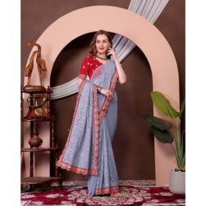 Women's Beautiful Embroidery <b>Sequins</b> Saree for Parties and Special Occasions - Product Image 4