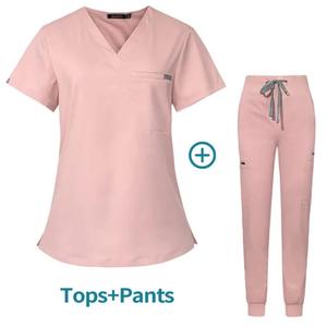 High Quality Women's Nursing Scrubs Uniforms <b>Set</b> Wholesale Plain Solid Color Canvas for <b>Doctors</b> & Nurses - Product Image 1