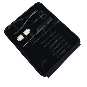 Kit de Coiffure Professionnel pour Extensions de Cheveux Noirs – Pince à Sertir 7 Pouces, Outil à Boucles, Peigne à Queue pour Perruque, Aiguilles Courbes, Grandes Pinces, Ciseaux de Coupe - Product Image 1