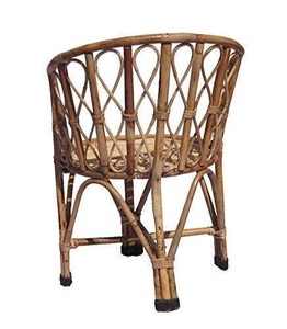 Natural Rattan Lightweight Garden <b>Chair</b> with Geometric Backrest Patterned Cushion Outdoor Furniture Tropical Style Tapered Legs - Product Image 5