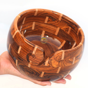 Cuenco de Hilo de Madera Estilo Antiguo, de Teca Pulida Jali, con Decoración Tallada Ovalada, Soporte para Regalos, Hogar, Cocina, Animal, de AYAANS - Product Image 4