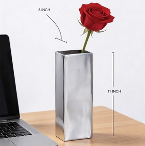 <b>Slim</b> Single Stem Metal Flower Vase Silver Finish Minimal Tube Design Modern Tabletop Decorative Vase Elegant Flower Holder best - Product Image 6