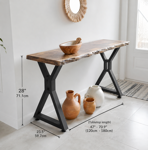 28" X-Shaped Metal Table Legs Set of 2, Heavy Duty Steel Furniture Legs 440lb Capacity for Dining Table Desk <b>Bench</b> DIY EDPTBL027 - Product Image 1