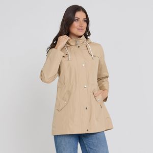 Veste imperméable beige à capuche avec fermeture éclair, coupe décontractée, pour femme, idéale pour l'automne - Product Image 3