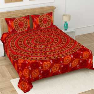 Luxury Indian Hand Block Print Cotton Bedsheet Set Handmade Bedding Block Print Bedsheet with <b>Pillow</b> Covers Wholesale Lot OEM - Product Image 3