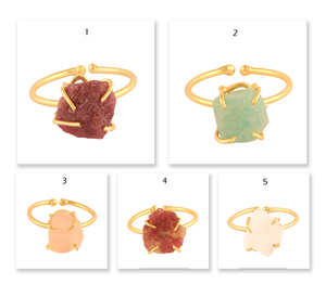 แหวนปรับสภาพพลอยมูนสโตนแบบไม่เจียระไน,แหวนทองชุบ24K แหวนหมั้นสำหรับผู้หญิง - Product Image 2