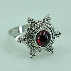 Red Garnet Round <b>925</b> Sterling <b>Silver</b> Handmade Promise <b>Ring</b> Boho January Birthstone Perfect Gift Her Birthday Anniversary - Product Image 4