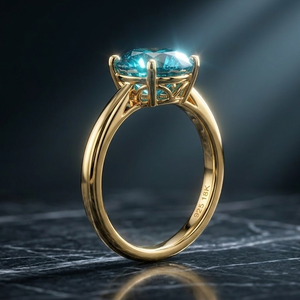 Anillo Hidroplacado Azul Intenso para Mujer con Gema Redonda, Talla US 6, Plata de Ley 925, Chapado en Oro de 18K, Regalo de Aniversario - Product Image 3