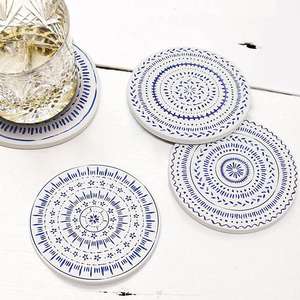 Sous-verres ronds en céramique absorbants avec support en liège pour la protection des plans de travail, idéaux pour le bureau et la cuisine - Product Image 1