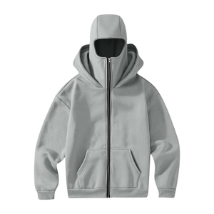 High Street Plain Dyed <b>Men's</b> Full <b>Face</b> Hoodies <b>Masked</b> Zip Fleece Balaclava Hoodie Custom Double Hat 100% Cotton Winter Use - Product Image 6