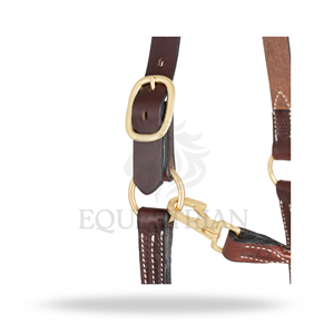Luxury Leather Horse Halter Premium Brass Hardware Adjustable Equestrian Headcollar - Product Image 4