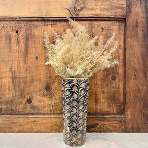 Handmade Les Paons <b>Vase</b> 100% Enamelled Iron Hand-Gilded Border Finish Customized Eco-Friendly Wide Mouth 26cm Home Decor - Product Image 4