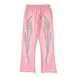 <b>Men</b> Canvas Wide Leg Eco-Friendly Breathable Midweight Knitted Drawstring <b>Elastic</b> <b>Waist</b> Casual Streetwear <b>Trousers</b> - Product Image 2