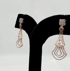 Pendientes Largos Étnicos con Diamantes Naturales de 14 Quilates en Oro Blanco y Rosa, 1.44 Ct, Certificados por IGI, Corte Brillante, para Mujer - Product Image 5