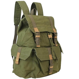 Canvas Rucksack <b>Backpack</b> Panelled Eco-friendly Unisex Large Capacity Vintage Waterproof Minimalist Zipper Closure Outdoor Travel - Product Image 5