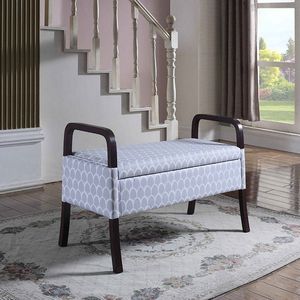 Sedile portaoggetti in legno alto 23.25 \ "con stampa cerchio azzurro cielo per mobili camera da letto - Product Image 3