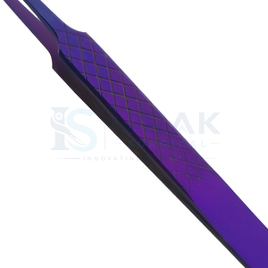 Pince à cils professionnelle violette à pointe droite en acier inoxydable, applicateur de précision à pointe fine pour extensions de cils, outil pour volume de cils - Product Image 2