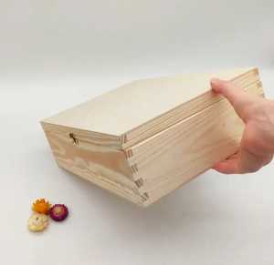 Simple Natural Pine Wood Jewelry <b>Box</b> Unfinished Timber <b>Keepsake</b> Storage Case With Vintage Metal Latch For DIY Craft Projects - Product Image 5