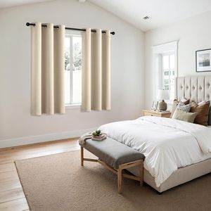 Rideaux occultants thermiques isolants crème beige de 63 pouces, 2 panneaux pour chambre et salon, couleur unie pour assombrir la pièce - Product Image 6