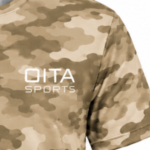 Khaki Camo T <b>Shirt</b> Men Short Sleeve Crew Neck <b>Camouflage</b> Printed Sports Training Gym Workout Performance Athletic Activewear - Product Image 6