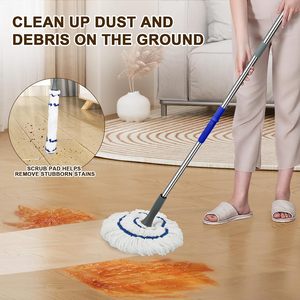 Mopa Plana Multifuncional Kentucky Industrial Ecológica con Escurridor Automático, Hilo de Algodón de Extremo Cortado Duradero, Clip de Plástico y Dolly, 20,000+ - Product Image 5
