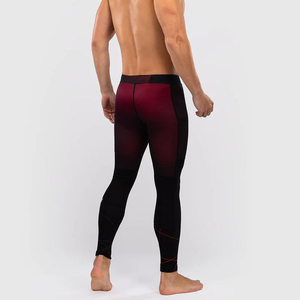 Leggings de sport pour hommes personnalisés, leggings de compression pour hommes, dégradé bordeaux, maille jacquard, leggings de gym, entraînement, services OEM en gros - Product Image 5