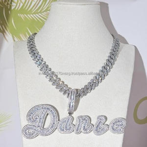 Collier chaîne personnalisé style rappeur avec pendentif « DANIE » en moissanite et diamants, bijoux scintillants - Product Image 2