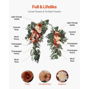 Kit di Fiori Artificiali per Arco Nuziale Arancione (Confezione da 4) 2 Pezzi Ciascuno per Drappeggi e Arco - Product Image 5