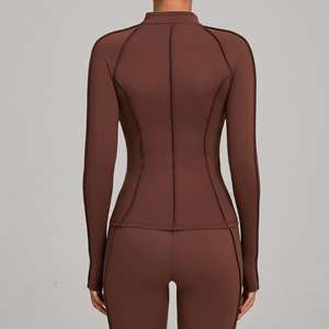 Women's Stand Collar Yoga <b>Jacket</b> Full Zip <b>Workout</b> <b>Jacket</b> No Build in Padded Thumbholes Quickly Dry Slim Fit - Product Image 2