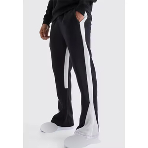 2026 Custom Logo Woolen Striped Sweats Wide Leg Sweatpants <b>Men</b> Graphic Track Pants Oversized Flared Casual 100% Cotton - Product Image 4
