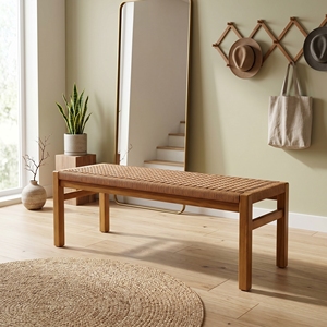 ชุดเฟอร์นิเจอร์สำหรับนั่งพักผ่อนในสวน Ciaro Benches โครงไม้สัก หุ้มหวายสีแดง Putlut คุณภาพพรีเมียม งานฝีมือประณีต ดีไซน์หรูหราสไตล์ทรอปิคอล - Product Image 2