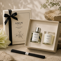 AIKUN OEM ODM Fabrikpreis Luxus Duftkerzen- und Raumduft-Diffusor-Set mit individuellem Logo, Heimdekor-Geschenkset, Großhandelslieferant