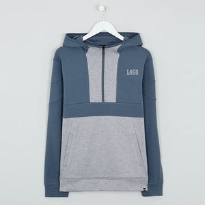 Sweat-shirt à capuche mi-zippé pour homme, de haute qualité, pour l'hiver, avec poche kangourou sur le devant, respirant, en polyester/coton, couleurs et tailles personnalisables - Product Image 1