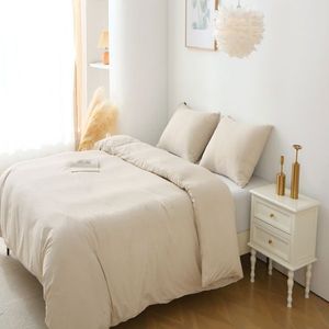 Solid Color King Size Duvet Cover Set 3-Piece Bedding Including 1 Duvet Cover and 2 Pillow Shams Comforter Not Included - Product Image 3