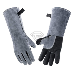 Heavy Duty Heat Resistant Split Leather Welding <b>Gloves</b> <b>Long</b> Cuff Industrial Protective Gauntlets For Construction And Workshop - Product Image 1