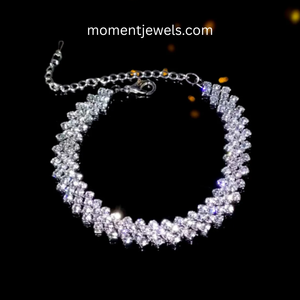 <b>Silver</b> Plated Mariner Chain <b>Bracelet</b> for Women Elegant Rhinestone Inlay Geometric Bangle Wedding Jewelry 17g - Product Image 2