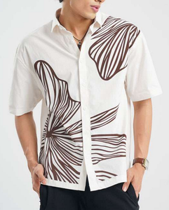 Men's Oversized <b>Half</b> <b>Shirt</b> Turn-down Collar Sleek Vintage Single-Breasted Casual Floral <b>Shirt</b> Summer-Look Crisp Soft Viscose - Product Image 1