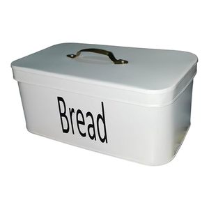Metal Bread <b>Box</b> with Lid White Rectangular Food Storage <b>Container</b> Modern Kitchen Countertop - Product Image 3
