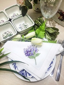Servilletas de Algodón Bordadas Personalizadas al por Mayor, Servilletas Cuadradas con Dobladillo de Hortensias Moradas, Decoración de Mesa para Bodas, Fiestas y Hogar - Product Image 5