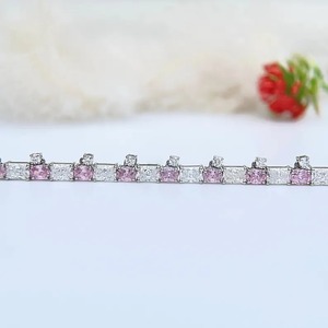 Premium Quality 925 Silver Radiant Cut Moissanite Bracelet <b>Rose</b> <b>Gold</b> Plated for Bridal Wedding Jewelry Available for Sale - Product Image 1