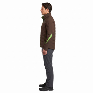 Chaqueta Softshell Unisex Marrón para Exteriores con Cuello Alto, Cremallera de Contraste en Neón, Bolsillos Laterales y en el Pecho, Multi-estación - Product Image 3