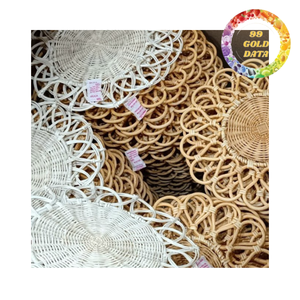 Handmade rattan <b>plate</b> placemat natural woven table <b>mat</b> for kitchen dining and decor supply - Product Image 1